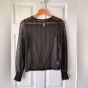 Dynamite Black Sheer Lace Long-Sleeve Top